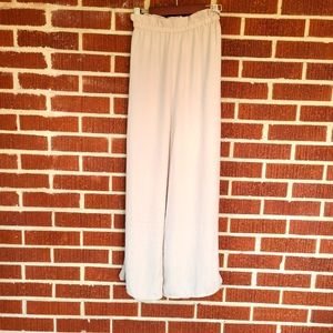 Wide Leg Elastic Waist Cream Pant